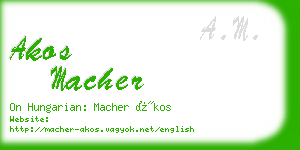 akos macher business card